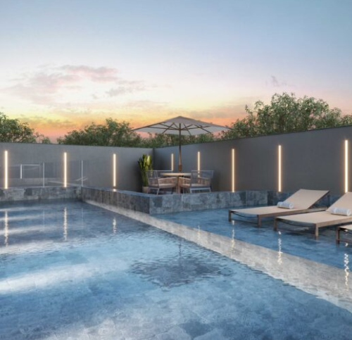 Perspectiva artística da piscina do Metallo. 