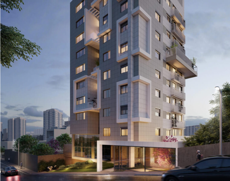 Fachada moderna do empreendimento Perlage no bairro Santo Antônio, em Belo Horizonte.