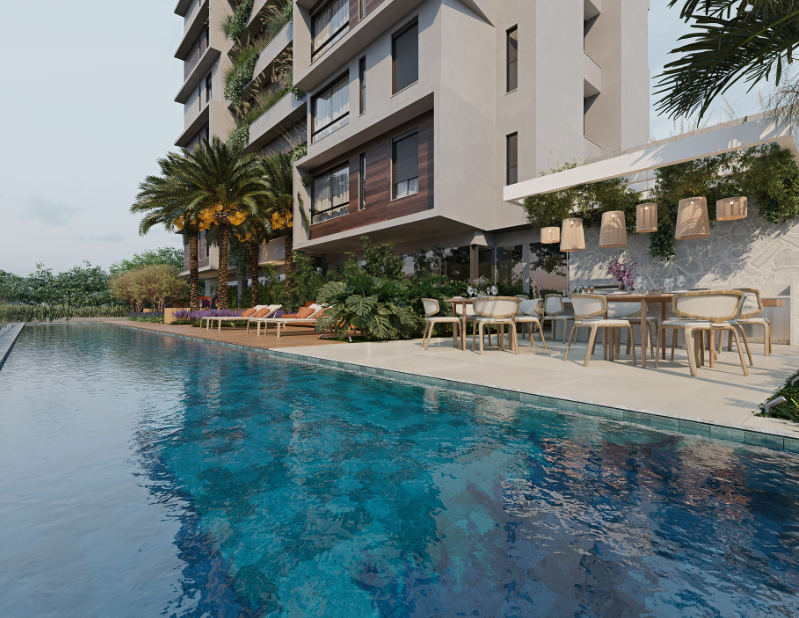 Piscina simbolizando movimento wellness