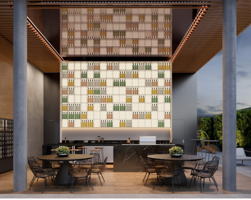 Área gourmet moderna com acabamento sofisticado no empreendimento Perlage, Belo Horizonte.