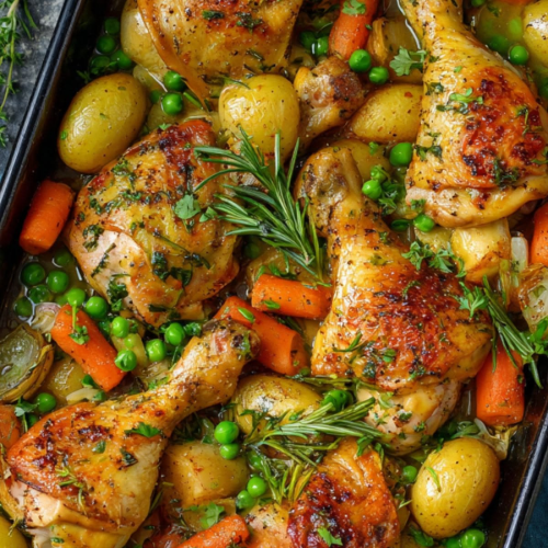 Frango assado com legumes 